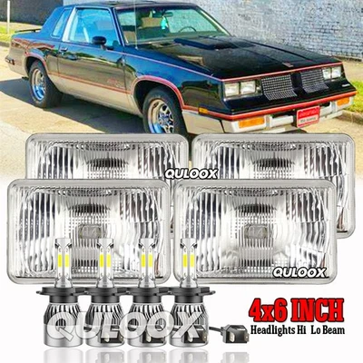 4pcs 4x6" Led Headlights Hi/Lo Beam For 1980-1988 Oldsmobile Cutlass Ciera H4 Foto 1 de 4