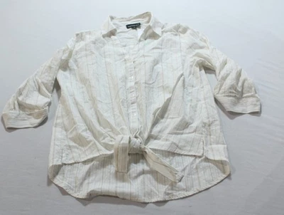 Blusa para mujer Fortune + Ivy Maurice manga corta con corbata delantera CG2 blanco roto mediana Foto 1 de 3