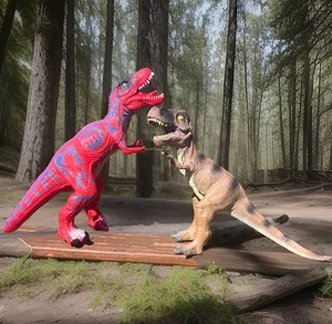 2er Set große Gummi Trex Figur Spielzeug Jurassic Dinosaurier 20 Zoll - Bild 1 von 8