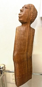 RARE VTG LARGE 15" HAND CARVED WOOD ART SCULPTURE EXOTIC ABSTRACT AFRICAN WOMAN - Picture 1 of 5