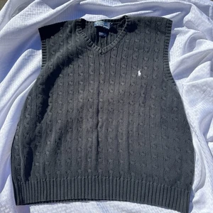 Polo Ralph Lauren Pullover Weste Gr. XXL schwarz 100% Baumwolle Pulli V-Ausschnitt Zopfmuster - Bild 1 von 8