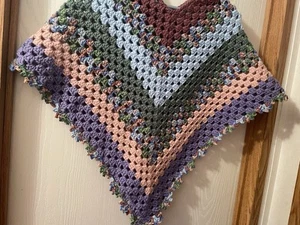 3 Available, Large Girls Poncho Size 12,14, 16. Handmade Crochet, - Picture 1 of 3