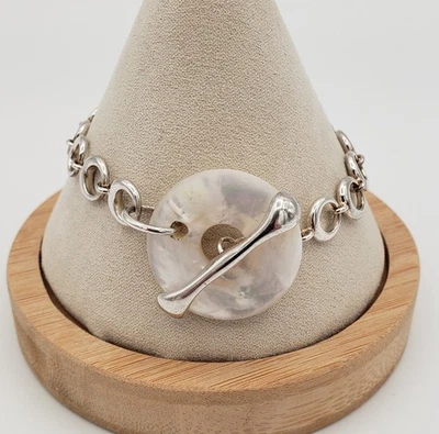 Brazalete de eslabones Robert Lee Morris RLM Studio de plata esterlina madreperla Foto 1 de 4