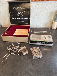 Vintage Compact Deluxe 700 Tape Recorder Transistorized 2 Spd w/box 3 3/4-1 7/8 - Picture 1 of 9