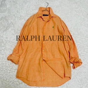 Ralph Lauren L/S Linen Button Down Shirt Orange L 0625RMS43 - Picture 1 of 10