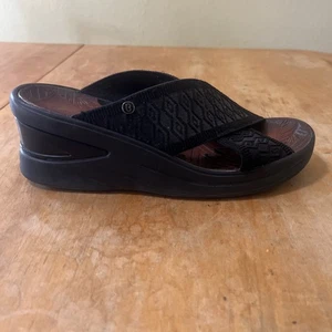 Bzees Desire Damen-Sandalen 9 W schwarz bequem elastisch Kreuzriemen Keilabsatz Pantolette - Bild 1 von 13