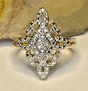 Vintage Sterlingsilber Ross Simons Diamant Akzent Cocktail Ring Größe 10 - Bild 1 von 14