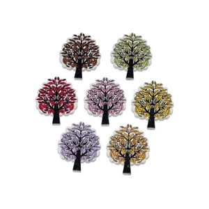 30pcs Tree-Shaped Wooden Buttons for Scrapbooking & Sewing Crafts DIY 32x24mm - Picture 1 of 6