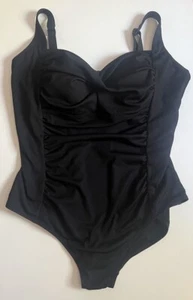 ULLA POPKEN COSTUME DA BAGNO DONNA PEZZO UNICO TAGLIA 32 nero regolabile ruvido senza ferretto - Foto 1 di 9