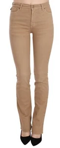 Just Cavalli Women Brown Pants Cotton Blend Mid Waist Zip Skinny Trousers W 24 - Picture 1 of 4