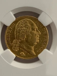 France ~ 1818W ~ 20 Francs ~ Gold ~ KM# 712.9 / F.519/14 ~ NGC Certified ~ AU 55 - Picture 1 of 7