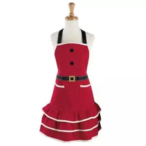 Neu mit Etikett Dii Erwachsene 27" x 24" rot weiß Mrs Claus Santa Weihnachten Schürze Baumwolle/Poly - Bild 1 von 1