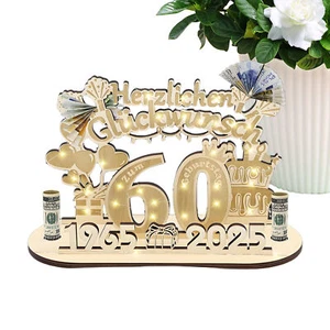 60th Birthday Table Decorations Wood Birthday Tabletop Sign Tiered Tray - Picture 1 of 12