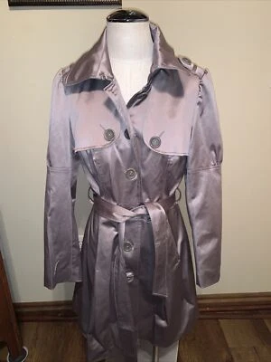 Georgiou Trench Coat Womens 8 Jacket Long Sleeve Zip Up Mid Length Gray NWOT (K) - Image 1 of 4