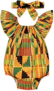 African Baby Clothes Girl Dashiki Ankara Outfit Set - Picture 1 of 12