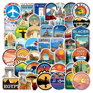⭐ 50 Stück Reise Koffer Aufkleber Stickerbomb Set / Sommer Urlaub Länder Style - Picture 1 of 4