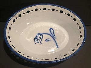 Ciotola ovale smaltata blu e bianca IKEA Svezia ARV IDYLL 9” vintage anni 90 - Foto 1 di 8