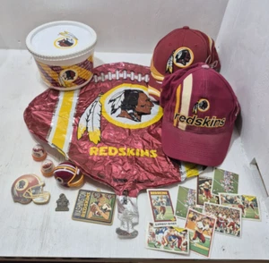 Lot Vintage 1990s Washington Redskins Merch Collectibles Bucket/Balloon/Hat/Pin+ - Picture 1 of 16