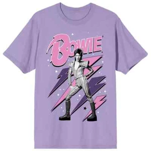 David Bowie Neon Spark & Stars Crew Neck Short Sleeve Purple Haze Women's T-shir - Picture 1 of 3