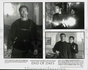 1999 Press Photo Arnold Schwarzenegger & Co-Stars in "End of Days" Movie - Picture 1 of 2