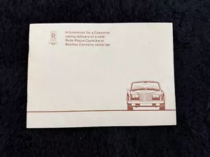 Rolls-Royce Corniche 1977 1978 Manuale Del Proprietario Supplemento TSD4206 OEM - Foto 1 di 19