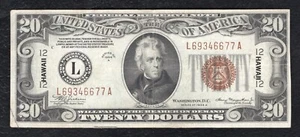 FR. 2305 1934-A $20 TWENTY DOLLARS “HAWAII” FRN FEDERAL RESERVE NOTE VERY FINE+ - Picture 1 of 2