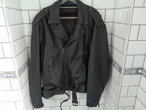 Vintage Brown Leather American Eagle Biker Jacket Size 56 Very heavy 3.5kg Used - Picture 1 of 24