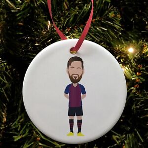 Messi Barcelona Legend Vector Hero Christmas Tree Decoration Ceramic Bauble 