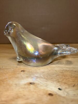 Vintage Iridescent Clear Glass Hand Blown Seal Figurine Paperweight • 20€