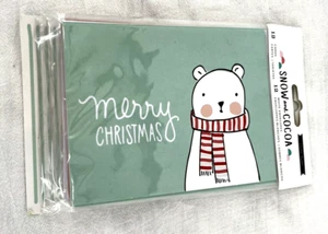 12 Schnee und Kakao Weihnachtskarten Sortiment - 3 Designs Schneemann Bär Hirsch - Bild 1 von 4