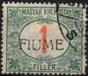 FIUME 918/1919 -4- Segnatasse usato 1 f. verde/rosso #S#KFI - Foto 1 di 2