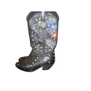 Buttero Italian Leather Rhinestone Embellished Western cowboy boots sz 37 US 7 - Picture 1 of 16