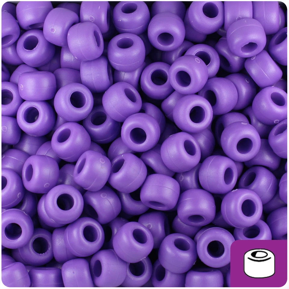 BeadTin Dark Lilac Matte 9mm Barrel Pony Beads (500pcs) - Image 1 of 1