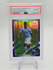 2020 Topps Rifrattore Cromato UCL Raheem Viola Sterling #76/250 PSA 10 - Foto 1 di 2