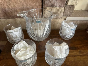 Vajilla y cubo de hielo vintage GJ Durand francés 24 % cristal de plomo vidrio de Madrial 5 piezas - Imagen 1 de 13