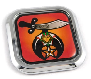 Shriner Shriners Mason Square Chrome rim Emblem Car 3D Decal Badge sticker 2" - Foto 1 di 8