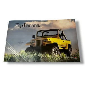 Jeep Wrangler Islander 1988 techo banana doble página anuncio impreso original vintage - Imagen 1 de 3