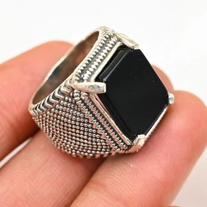 Anillo de ónix negro para hombre de plata de ley 925 hecho a mano-anillo de declaración todas las tallas BJ338 - Imagen 1 de 3