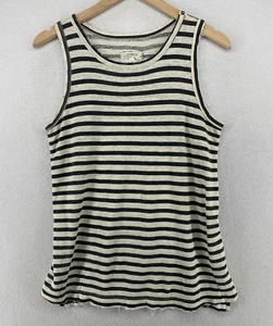 CURRENT ELLIOTT Tank Top Womens 1 S Muscle Distressed Striped Shell Ivory Black - Picture 1 of 14