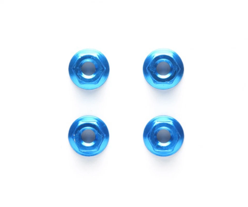 Tamiya 300042143 TRF Radmutter (4) Alu geriffelt blau M4 - Bild 1 von 1