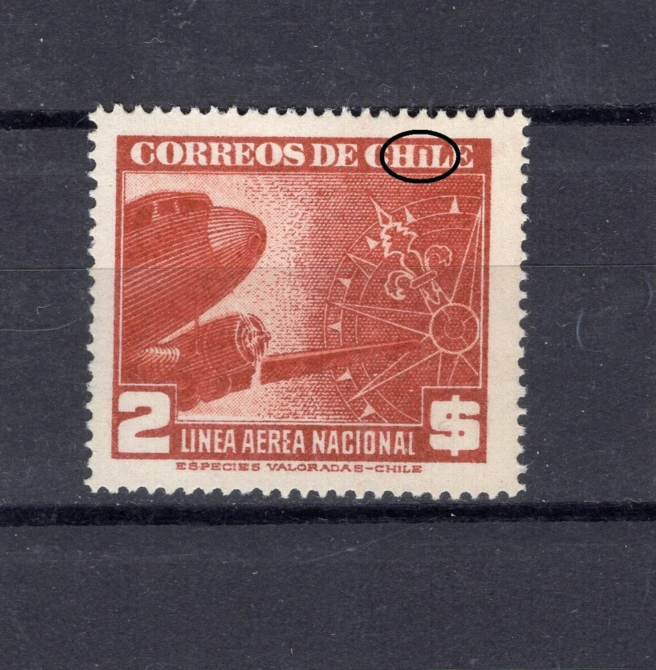 CHILE LAN ERROR VARIETY "I rota" 2p red-brown L67 - Image 1 of 1