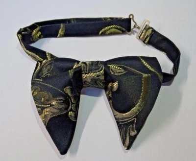 Pajarita brocada hecha a mano estilo vintage años 70 negra/dorada pajarita boda graduación regalo Foto 1 de 3