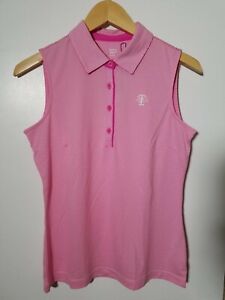 1 NWT EP NEW YORK WOMEN'S S/L POLO, SIZE: SMALL, COLOR: PINK/WHITE (J111)