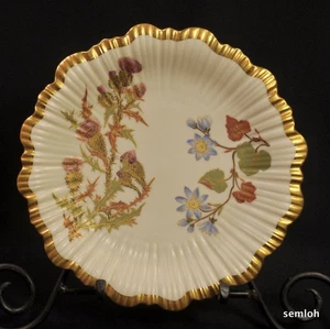 Royal Worcester Blush Ivory Plate 1888 Thistles Floral Wide Gold w/Outlining HTF - Picture 1 of 12