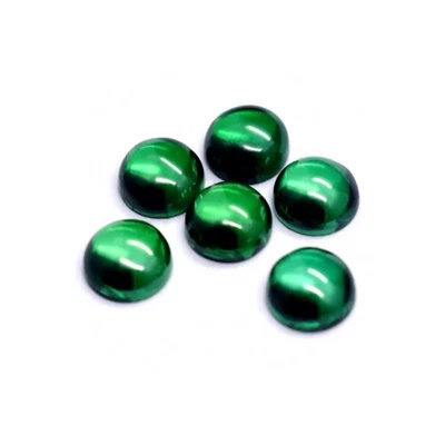 Round Emerald Cabochon Smooth Polished Vivid Green Emerald Cabochon Flat Back - Image 1 of 4