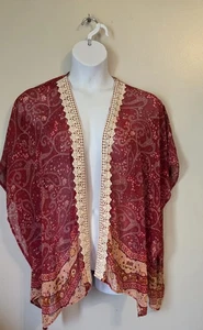 Rewind Semi Sheer Kimono Caftan Coverup Open Front Cardigan M - Picture 1 of 7