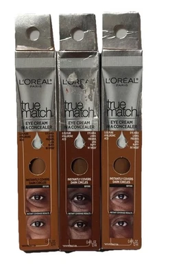 3x L'Oreal True Match Eye Cream In A Concealer Dark N7-&,Deep C9-10 & Deep N9-10 - Image 1 of 2
