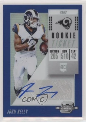 2018 Panini Contenders Optic Ticket Blue Prizm /25 John Kelly Rookie Auto RC - Image 1 of 2