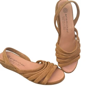 Eric Michael Elva Strappy Minimalist Leather Espadrille Sandals Size 37 US 6.5 7 - Picture 1 of 11