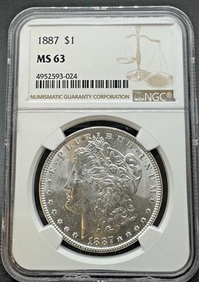 1887 MORGAN SILVER DOLLAR NGC MS63 11XF25 - Image 1 of 4